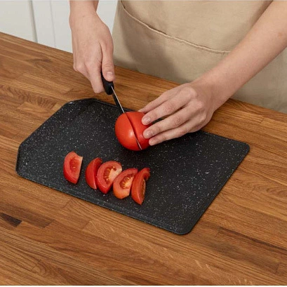 Доска разделочная пластиковая 3526см FLEX черный гранит_4