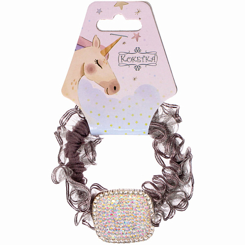 Резинка для волос 1шт ЕЖЕВИКА, квадрат, микс 5 цветов, d-5см (подвес Единорог)_7