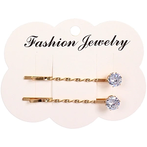 Невидимки для волос 2шт "Кристалы Агоры", стразики, цвет золото, 6см (блистер и пакет с подвесом)