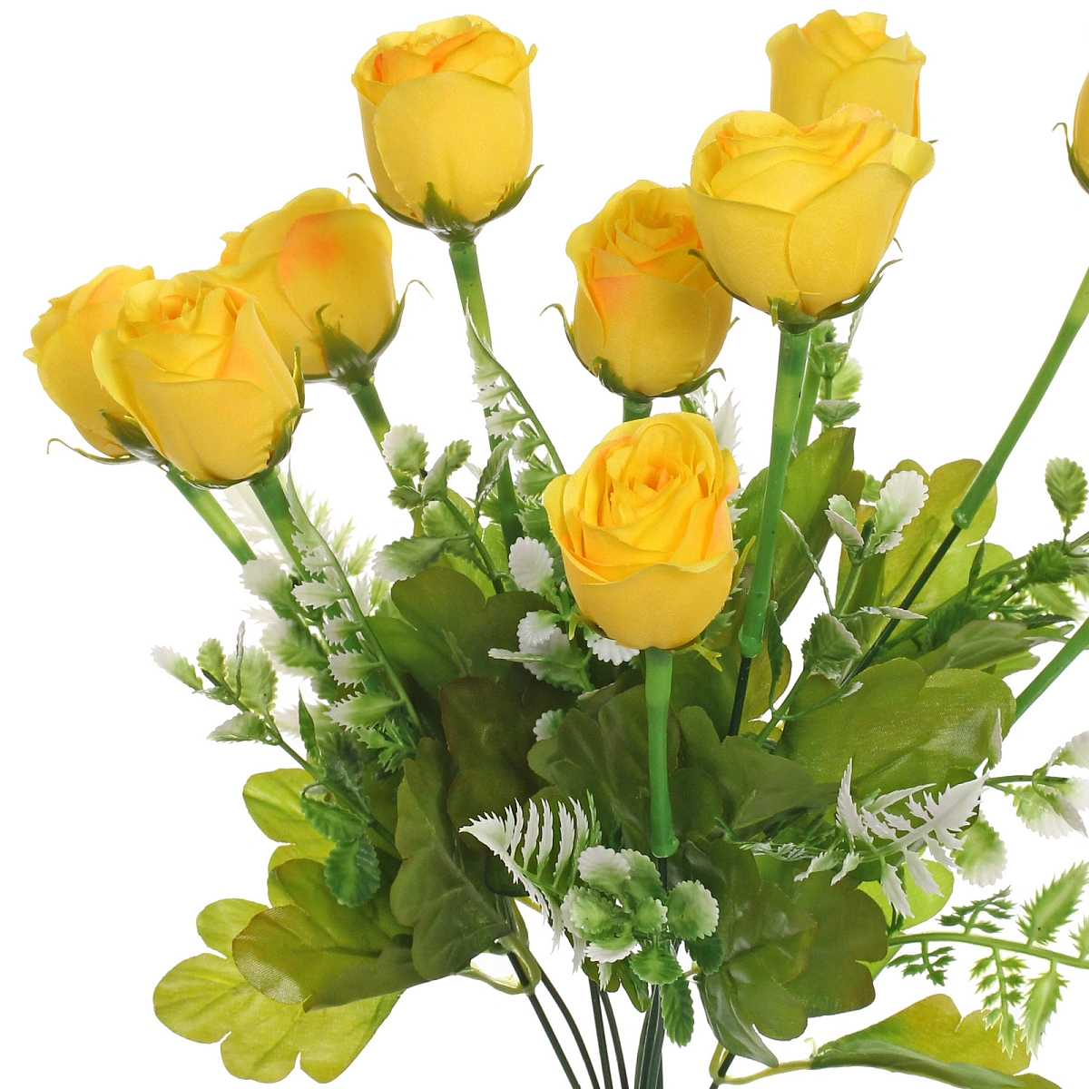 Искусственные цветы "Розовый букет" 42см 10 цветков желтые