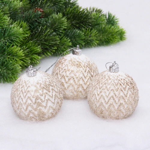 Новогодние шары VERSAILLES "Антарес" 8 см (набор 3 шт), Шампань