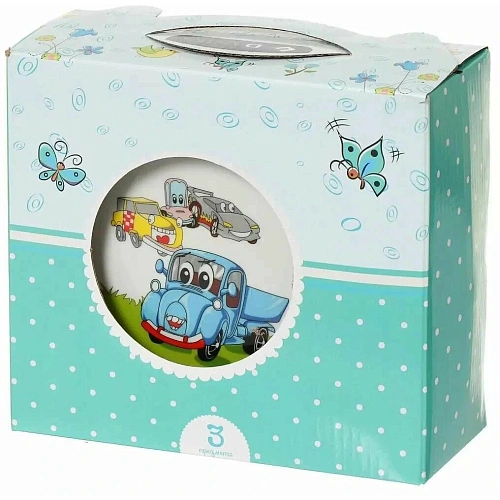 Набор посуды из керамики 3 предмета Синий грузовик (тарелка 175см, салатник 15см, кружка 230мл), Daniks, C425_3