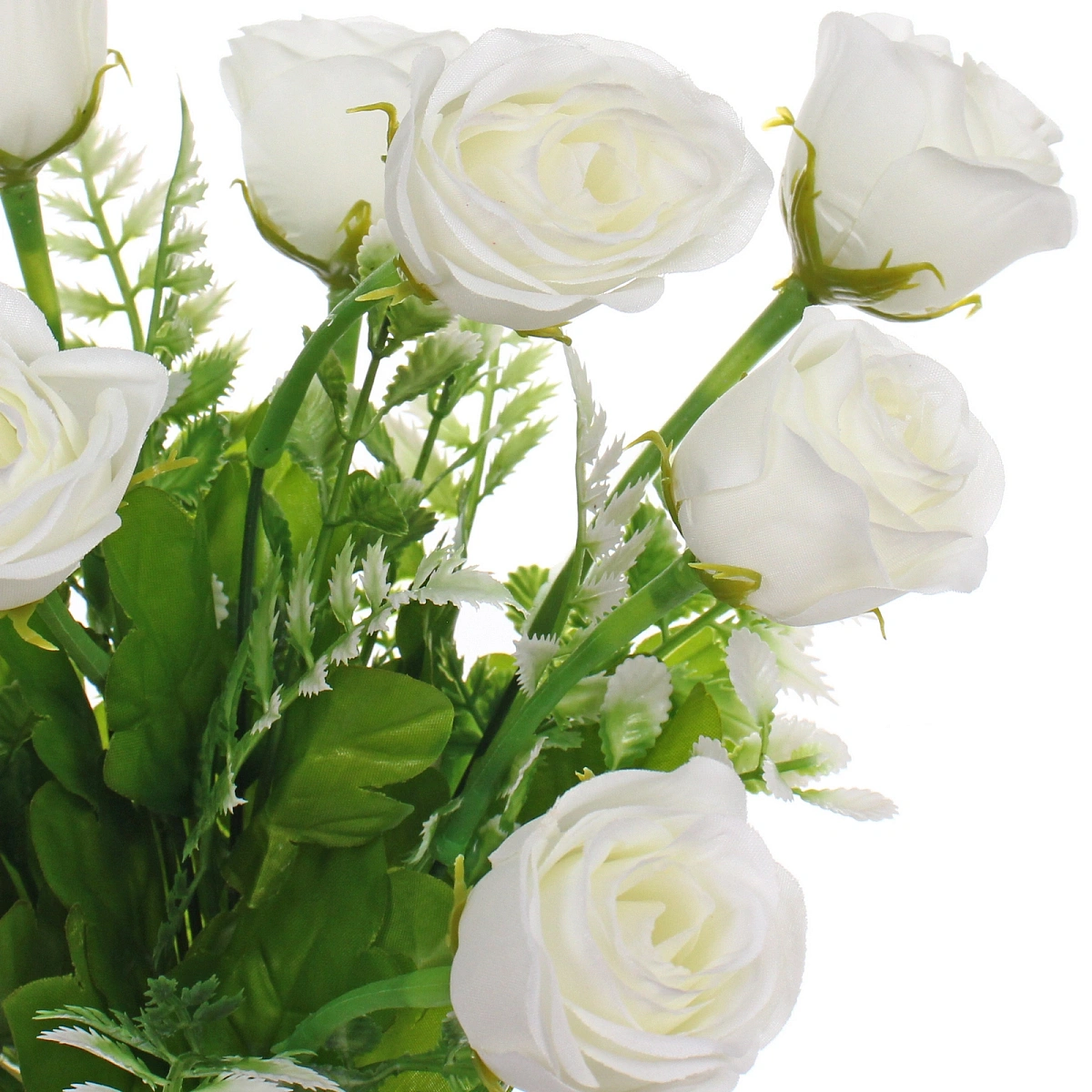 Искусственные цветы "Розовый букет" 42см 10 цветков белые