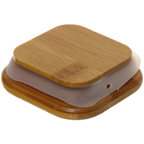 Банка для продуктов стеклянная 250мл Хай-Тек с бамбуковой крышкой, квадратная 610см_3