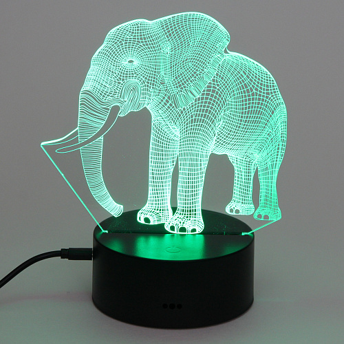 Светильник ночник 3D-Мамонт на пластиковой подставке, с включателем USB_6