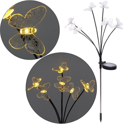 Светильник на солн.батарее "Бабочки" 70*6 см, 6 шт, Теплый белый