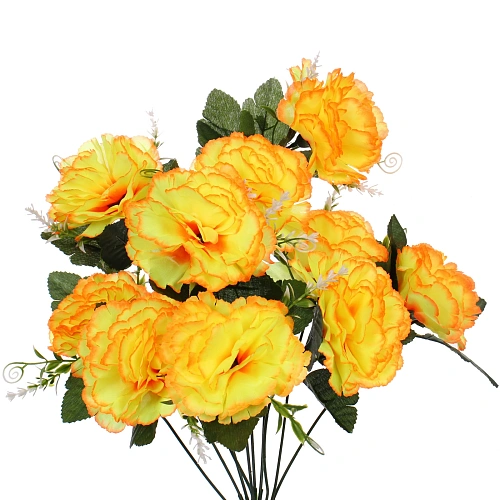 Искусственные цветы Цветочная мелодия Гвоздики 50см 10 цветков желтые_4
