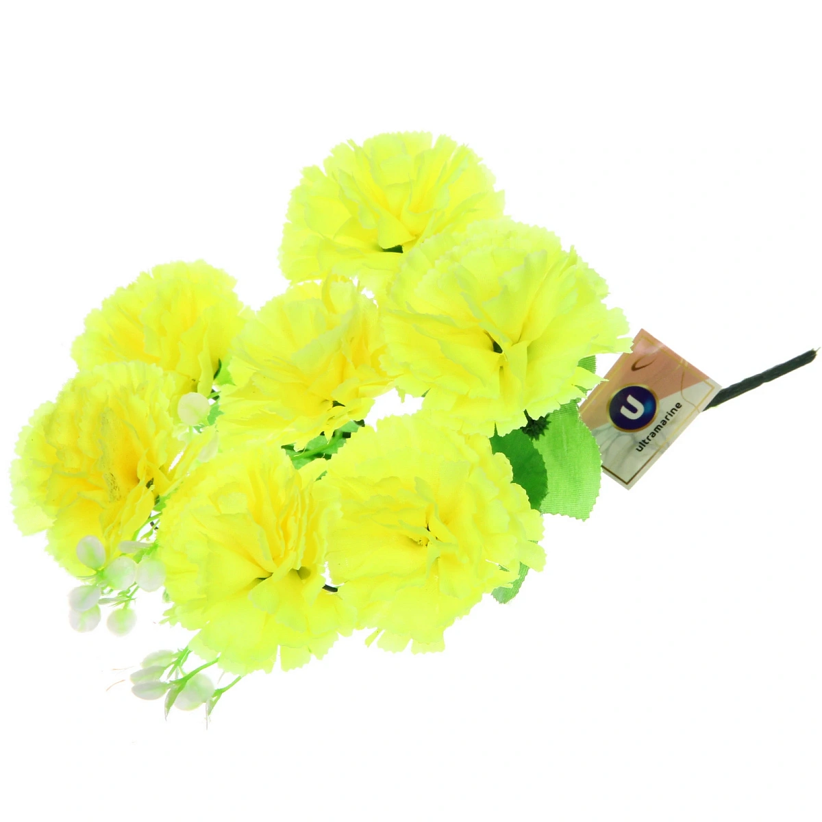 Искусственные цветы "Букет Гвоздик" 34см 7цветков желтые