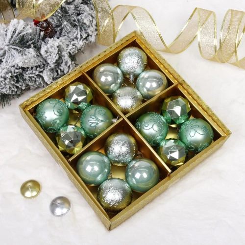 Новогодние шары "Зимняя вечеринка" 6 см (набор 16 шт), Мятный