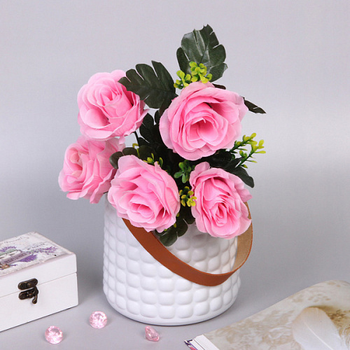 Ваза из пластика Адель 1414,5см клетка,  цвет белый_4