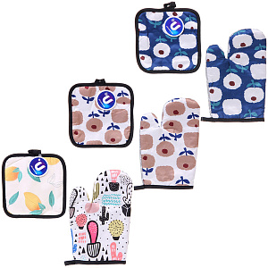 Прихватка в наборе с прихваткой-варежкой "Цветы", 25,5*15,5 см и 17*17 см, микс