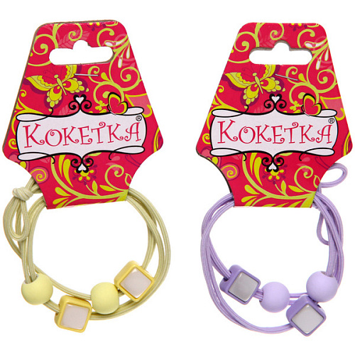 Резинки для волос детские 2шт МЯТНЫЙ БУМ, квадратики, микс 5 цветов, d-55см (Кокетка)_3