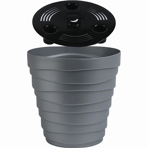 Кашпо для цветов пластиковое 2,25л d-18см Бархан Серебряный_2