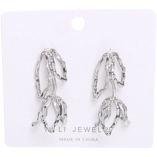 Серьги ЭЛЛОДИ, тюльпаны, цвет золото и серебро, 41,5см_8