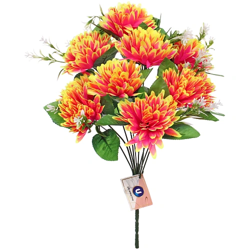 Искусственные цветы Цветочная мелодия Хризантемы 43см 10 цветков сиреневый неон_3