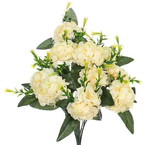 Искусственные цветы Цветочная мелодия Гортензии 40см 10 цветков персиковые_4