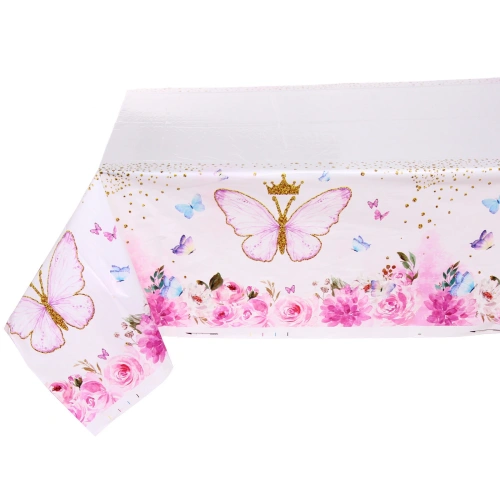 Скатерть "Бабочка принцесса" 108*180 см, пвх, Розовый