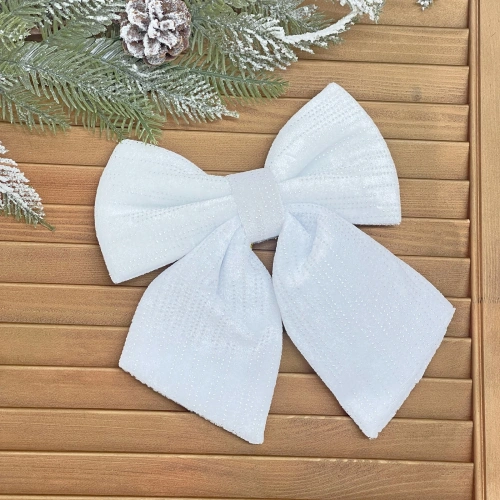 Бант на ёлку "Очарование" 20*25 см, Белый