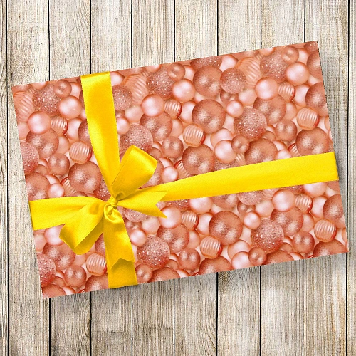 Бумага упаковочная 50х70 см Волшебные шары,  розовое золото (1 лист)_5