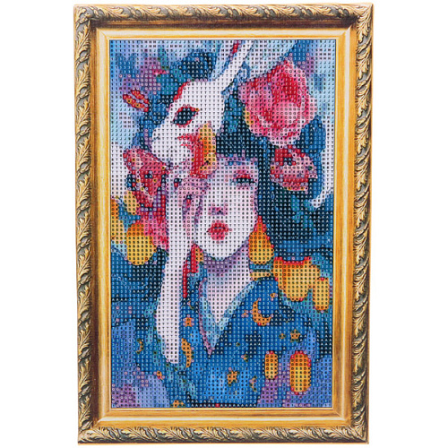 Алмазная мозаика на подрамнике с полным заполнением МИР ЯРКИХ КРАСОК, Ёко с маской, 2030 см_8