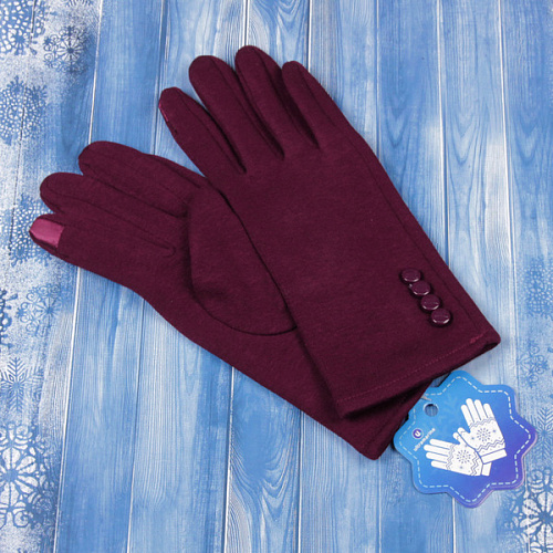Перчатки  женские с утеплителем ELEGANZZA, цвет бордовой розы, размер 238,5см, (пакет с подвесом)_4