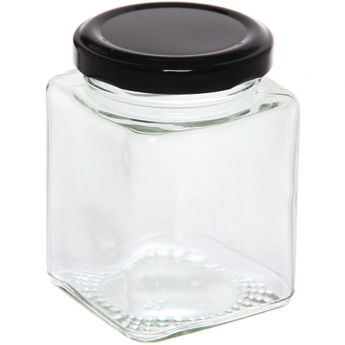 Банка для продуктов стеклянная 200 мл с винтовой крышкой, квадратная