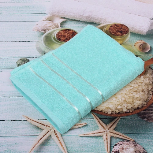 Полотенце махровое 70140см LUNA цвет мятный 05010 плотность 360грм2 с петелькой-подвесом_10