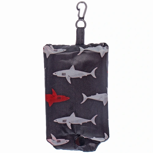 Сумка - шоппер с карабином ИДЕЯДОМА, принт акулы, 6038смнагрузка до 10кг (инд пакет истикер)_4