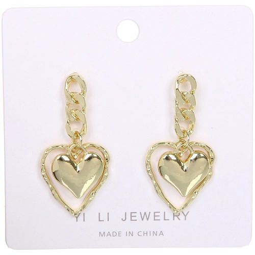 Серьги ЭЛЛОДИ, сердечки, цвет золото и серебро, 42см_5