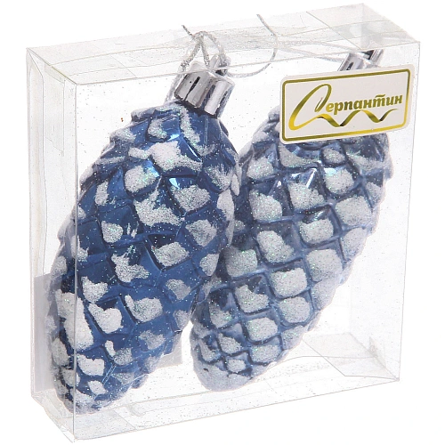 Ёлочные игрушки Таинственное очарование Шишки 9 см (набор 2шт), сапфир_16