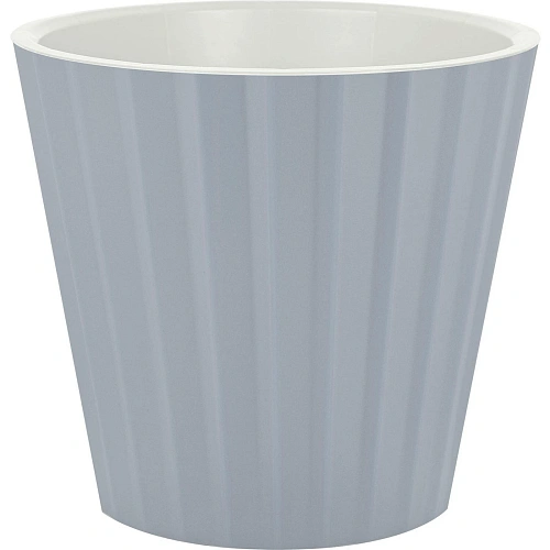 Горшок для цветов пластиковый 3,3л d-19см "Sand"  c дренажной вставкой, утренний туман