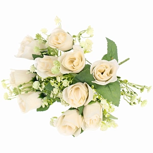 Искусственные цветы "Букет роз" 32см 10 цветков белые