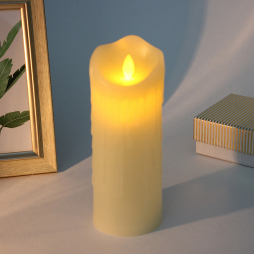 Сувенир с подсветкой "Свеча восковая - Небесная" 7,5*20 см - облита воском (работает от батареек 3 ААА)