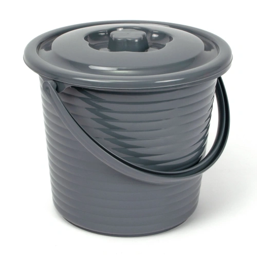 Ведро пищевое с крышкой рифленое RUNIS 7 л, пластик, графит