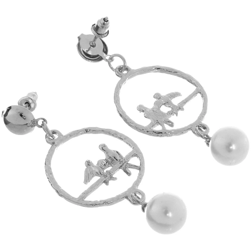 Серьги из гиппоалергенного сплава ЭКЛАТТО, цвет серебро и золото, 5,5см_7