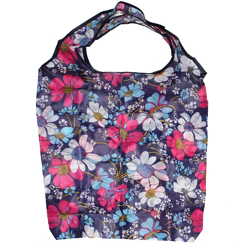 Сумка - шоппер с карабином ИДЕЯДОМА, принт ромашки, 6038смнагрузка до 10кг (инд пакет истикер)_3