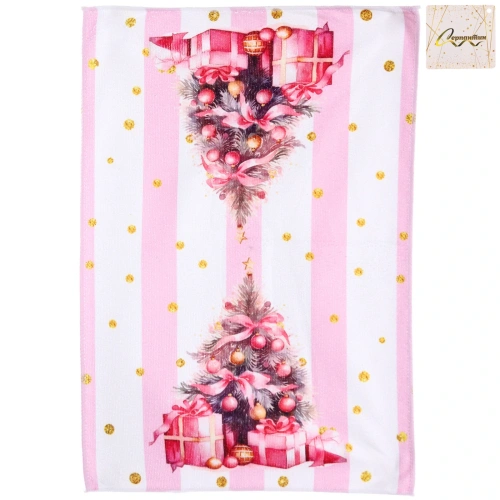 Полотенце кухонное "PinkMagic - Новогодняя ёлка" 40*57 см, микрофибра 200 гр/м2