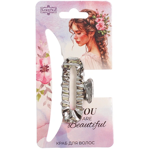 Заколка-краб для волос AKS - DesignPRO, овал, цвет золото и хром, 52,3см_5