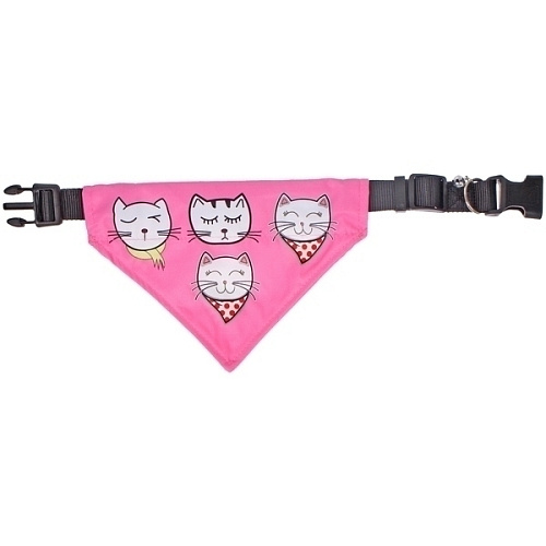 Ошейник с банданой и колокольчиком для кошек и собак мелких пород Стильный БРО, цвет розовый, рL2315,5(лейбл)_4