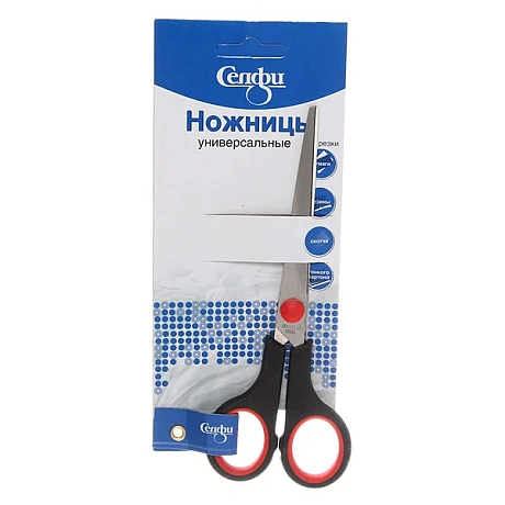 Ножницы универсальные бытовые "VOSTOK MARKET", цвет чёрный/красный, 15,5см (блистер Селфи)