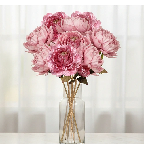 Искусственные цветы FLOWERS GLAMOUR 60см Пионы 2 цветка розовые_10