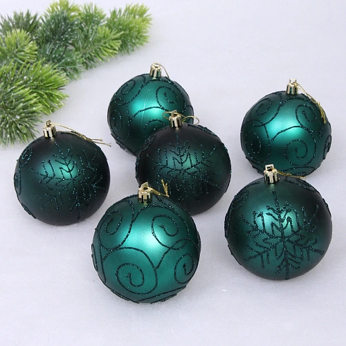 Набор шаров 8 см "Magic wish" (набор 6 шт), Изумруд