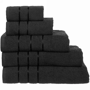 Полотенце махровое 70*140см "LUNA" цвет черный 10650 плотность 360гр/м2 с петелькой-подвесом