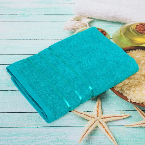 Полотенце махровое 70140см LUNA цвет зеленый 05050 плотность 360грм2 с петелькой-подвесом_4