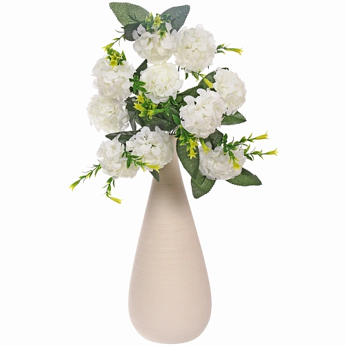 Искусственные цветы Цветочная мелодия Гортензии 40см 10 цветков белые_6
