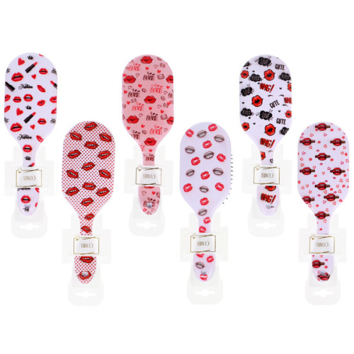 Расческа массажная овальная "Коллекция ИМАНИ - ФАНТА", микс 4 дизайна, 23*7,5см (PVC подвес)