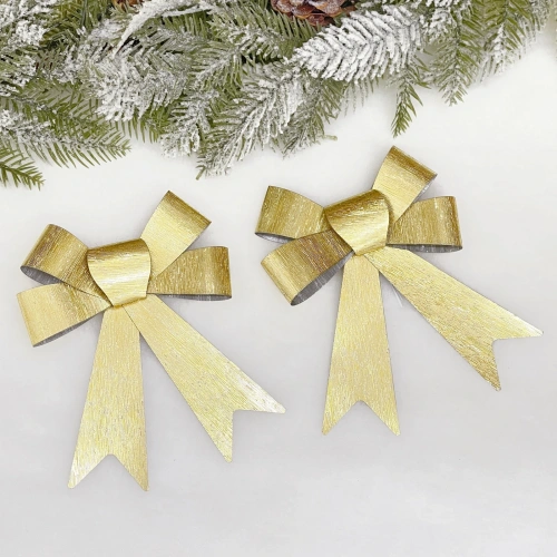 Бант на ёлку "Золотой блеск" 14 см (набор 2 шт)