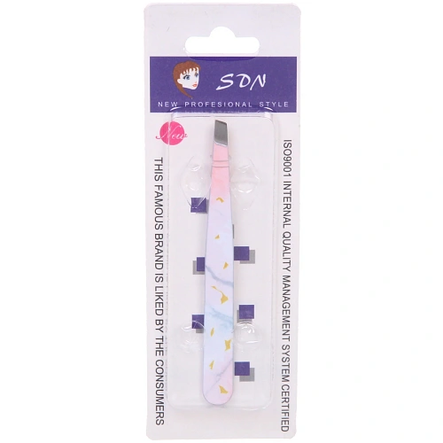 Пинцет для бровей из нержавеющей стали на блистере Bon Kapriz SK, скошеный, цвет как на фото, 9,5см_2