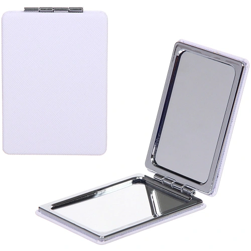 Зеркало косметическое двойное "ФРАТЕЛЛИ", прямоугольник, цвет белый, 9*6см (пакет с подвесом)