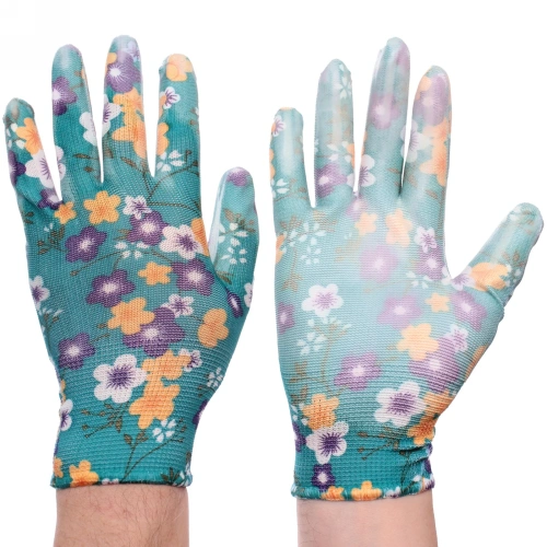 Перчатки нейлоновые "Фантазия-Флора" с ПВХ покрытием полуоблитые 8 р-р набор 5 пар